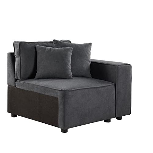 Silvester Modular Right Facing Chair w/2 Pillows, Gray Fabric (56872)