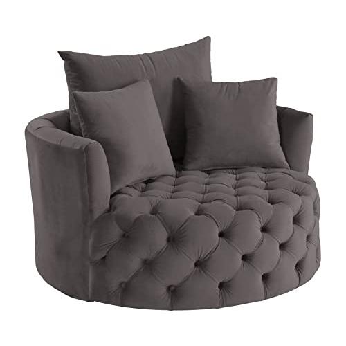 Zunyas Accent Chair w/Swivel, Gray Velvet (AC00292)