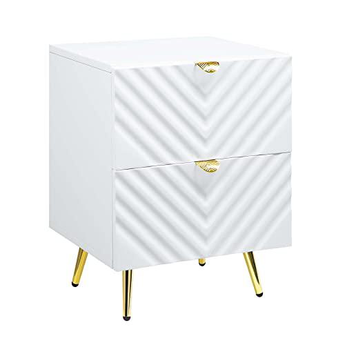 ACME Gaines Nightstand, White High Gloss Finish