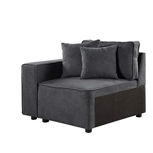 Silvester Modular Left Facing Chair w/2 Pillows, Gray Fabric (56871)