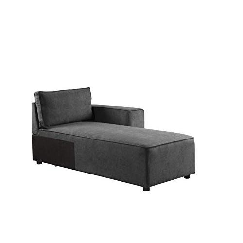 Silvester Modular Chaise w/2 Pillows, Gray Fabric (56875)