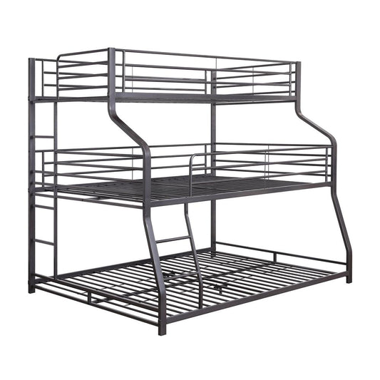 Caius II Triple Bunk Bed - Twin/Full/Queen, Gunmetal (1Set/2Ctn)