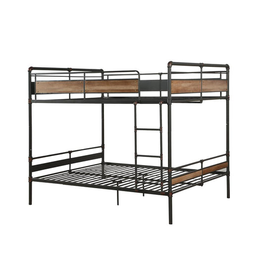 Brantley II Queen/Queen Bunk Bed, Sandy Black & Dark Bronze Hand-Brushed (1Set/2Ctn)