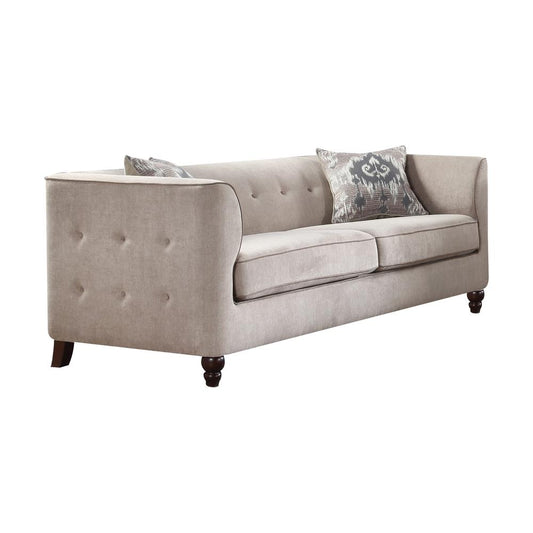 Cyndi Sofa w/2 Pillows, Tan Fabric