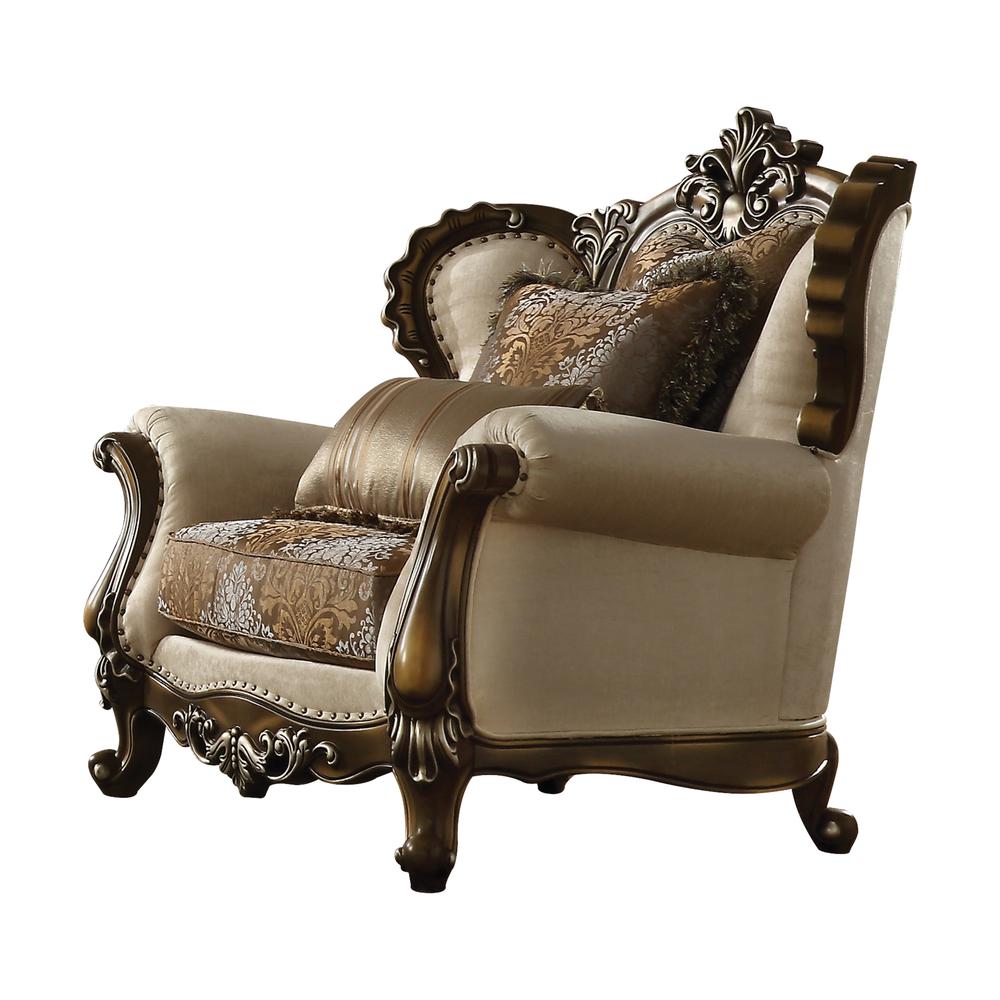 Latisha Chair w/2 Pillow, Tan, Pattern Fabric & Antique Oak  (52117)