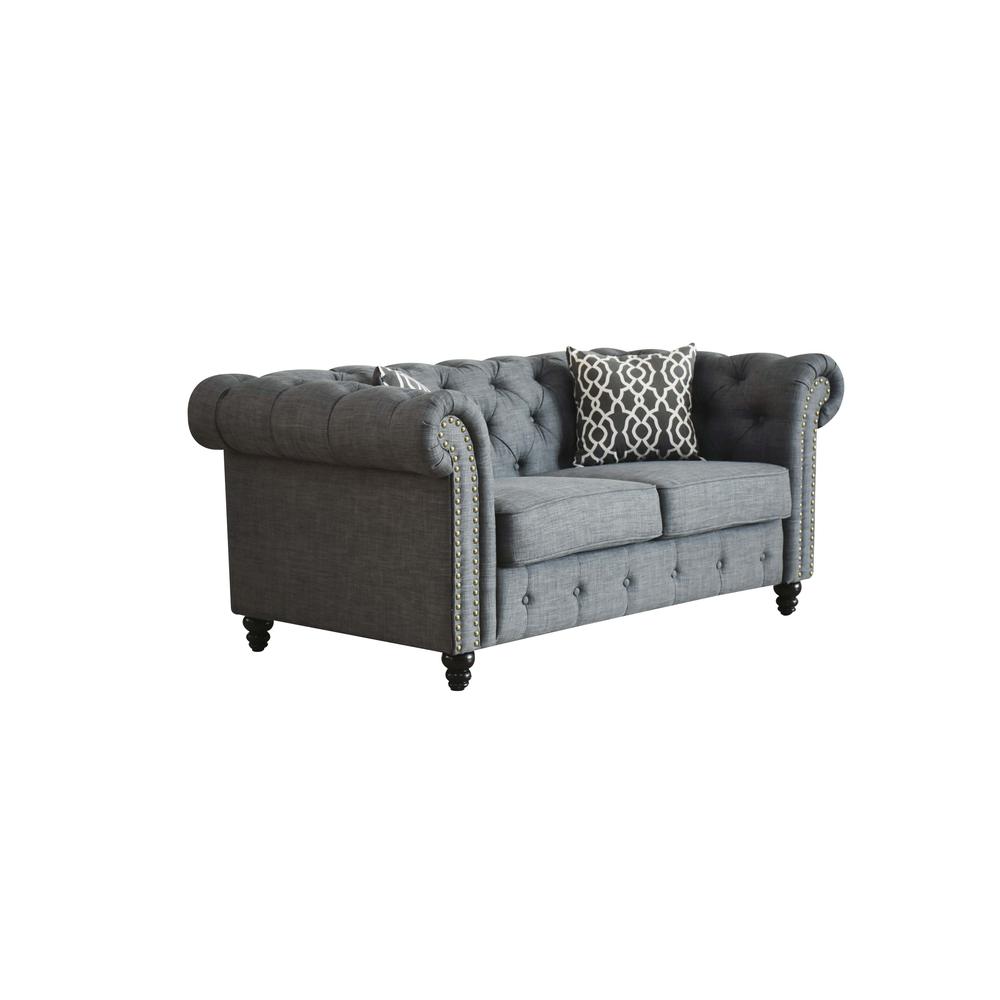 Aurelia Loveseat w/2 Pillows, Gray Linen