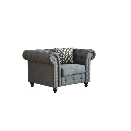 Aurelia Chair w/1 Pillow, Gray Linen