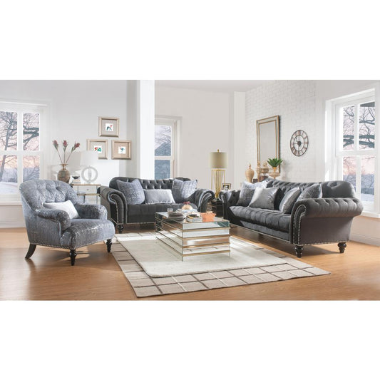 Gaura Sofa w/4 Pillows, Dark Gray Velvet