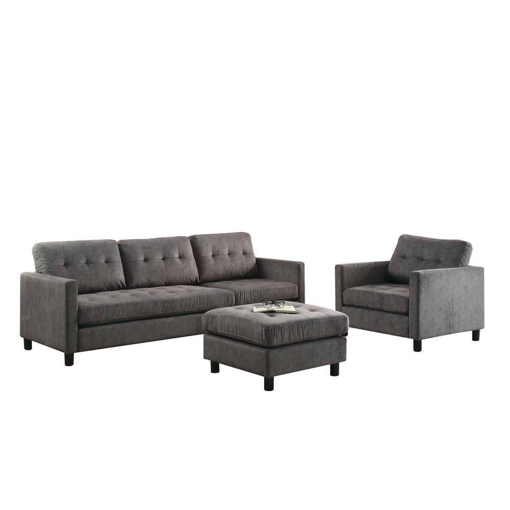 Ceasar Sectional Sofa (Rev. Ottoman), Gray Fabric (1Set/2Ctn)