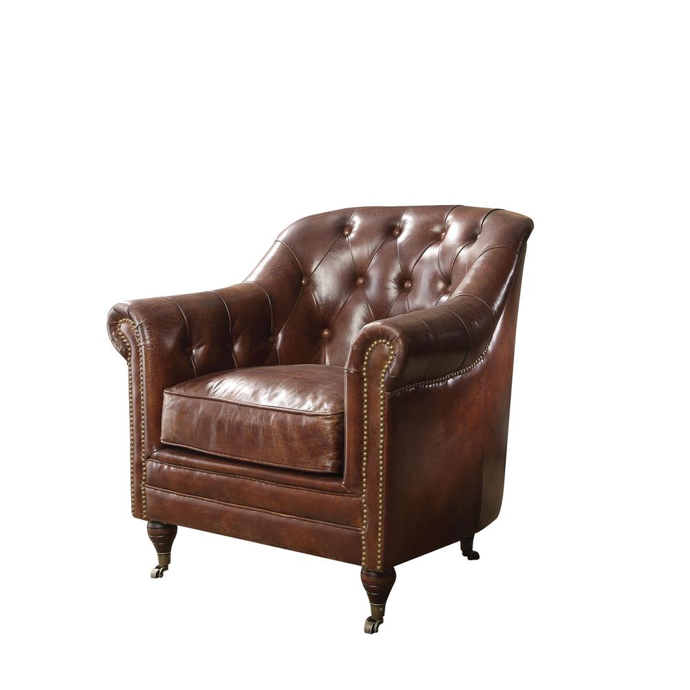 Chair, Vintage Dark Brown Top Grain Leather