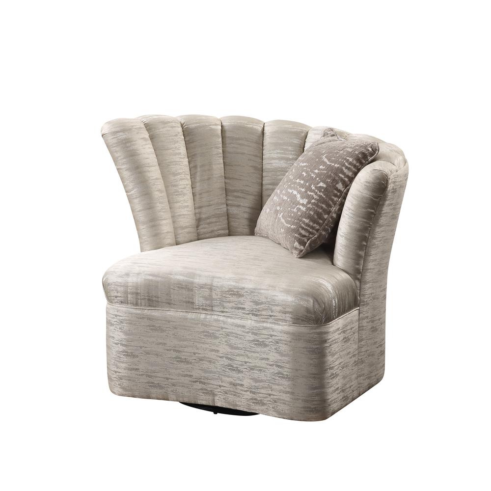 Athalia Swivel Chair w/1 Pillow, Shimmering Pearl (55307)