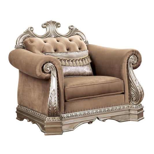 Chair (w/1 Pillow), Velvet & Antique Silver 56932