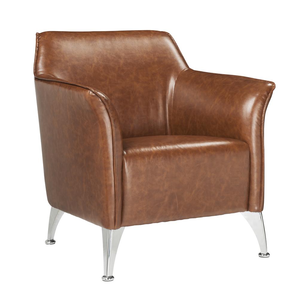 Teague Accent Chair, Brown PU