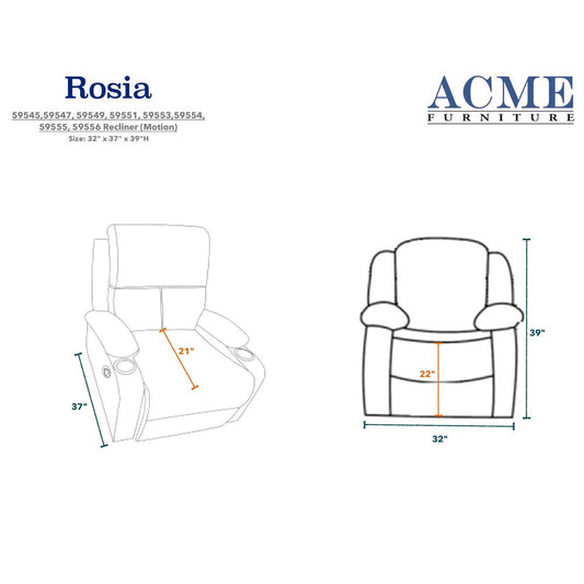 Rosia Recliner, Blue Velvet