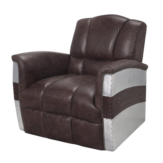 Brancaster Accent Chair, Retro Brown Top Grain Leather & Aluminum (59716)