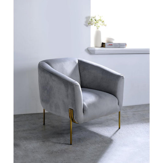 ACME Carlson Accent Chair, Gray Velvet & Gold