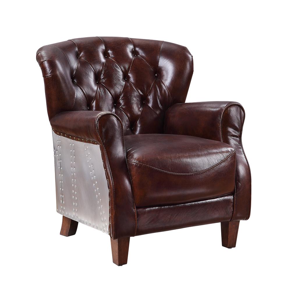 Brancaster Accent Chair, Vintage Brown & Aluminum