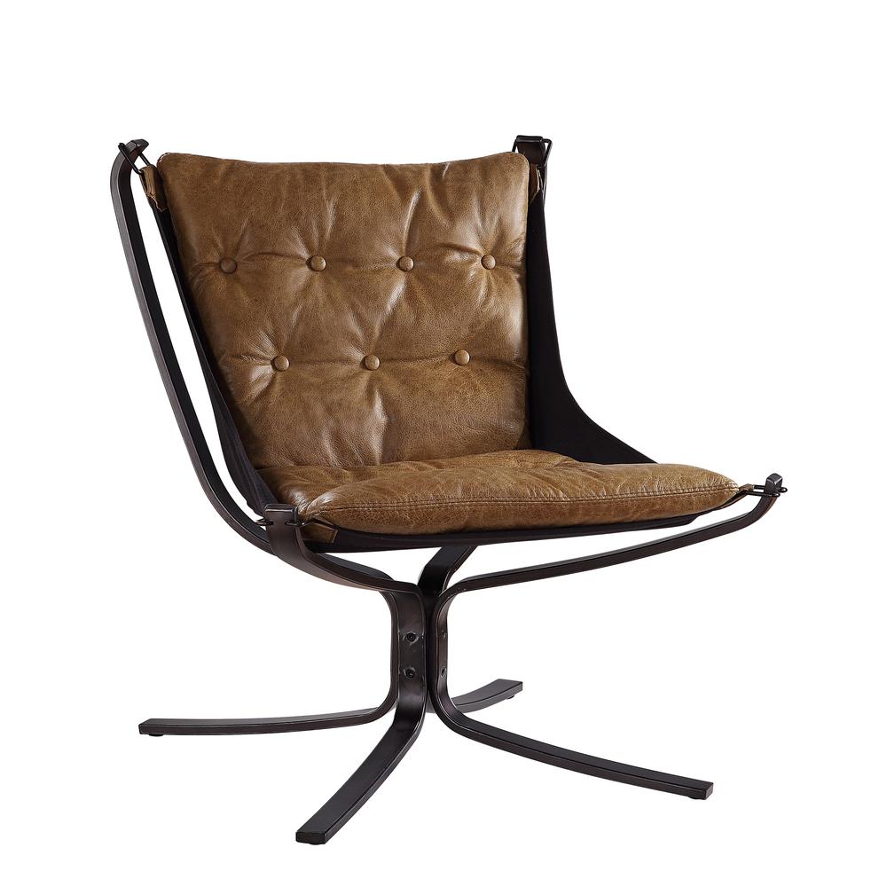 Carney Accent Chair, Coffee Top Grain Leather