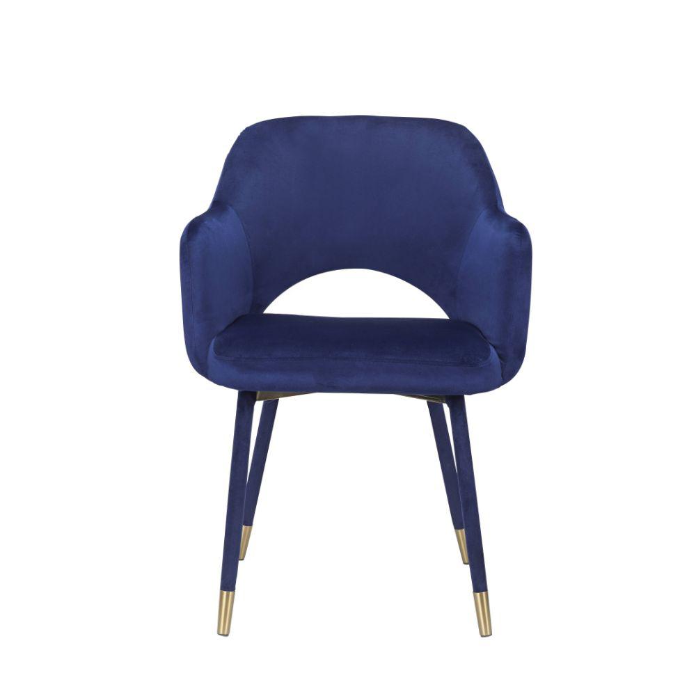 Applewood Ocean Blue Velvet & Gold Accent Chair