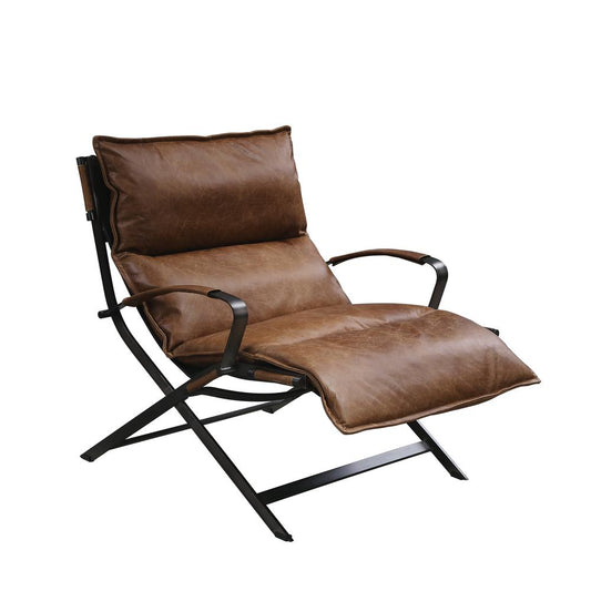 Zulgaz Accent Chair, Cocoa Top Grain Leather & Matt Iron Finish (59951)