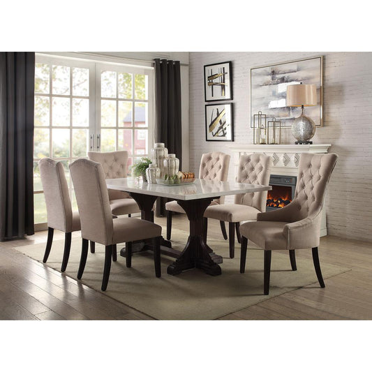 ACME Gerardo Dining Table, White Marble & Weathered Espresso