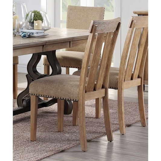 Nathaniel Fabric & Maple Side Chair, Slatted Back (Set-2)