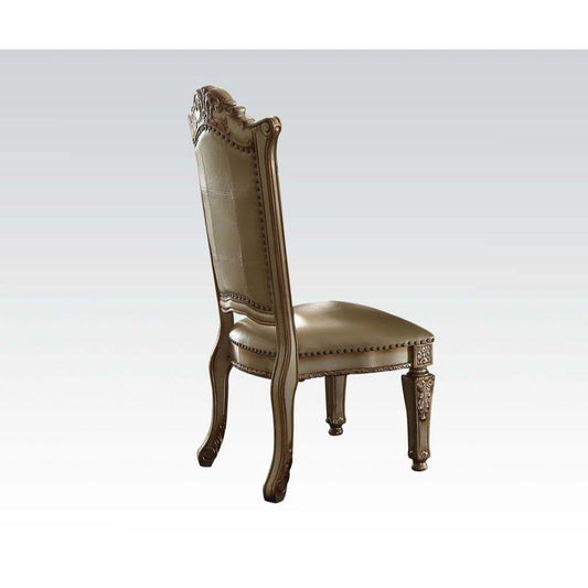 Vendome Side Chair (Set-2), Bone PU & Gold Patina Finish