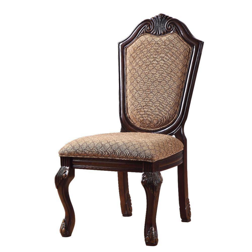 Chateau De Ville Side Chair (Set-2), Fabric & Espresso Finish