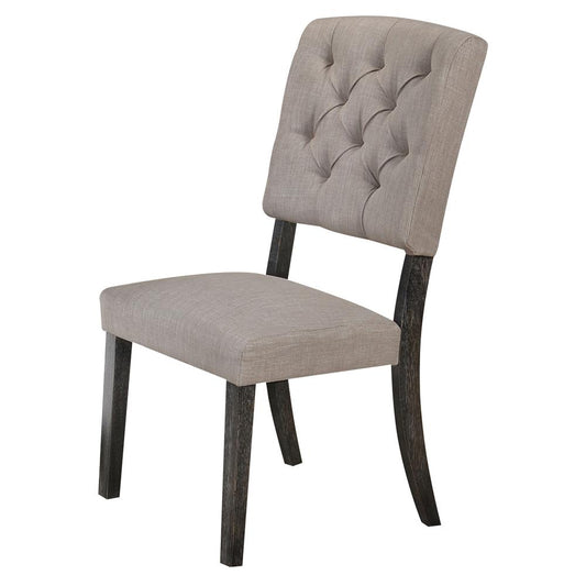 Side Chair (Set-2), Fabric & Weathered Gray Oak