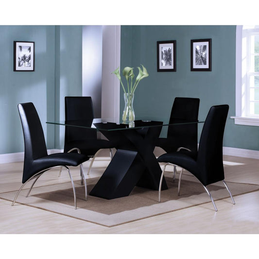 ACME Pervis Dining Table, Black & Clear Glass (1Set/2Ctn)