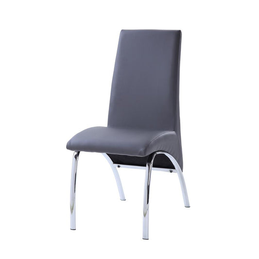 Side Chair (Set-2), Gray PU & Chrome