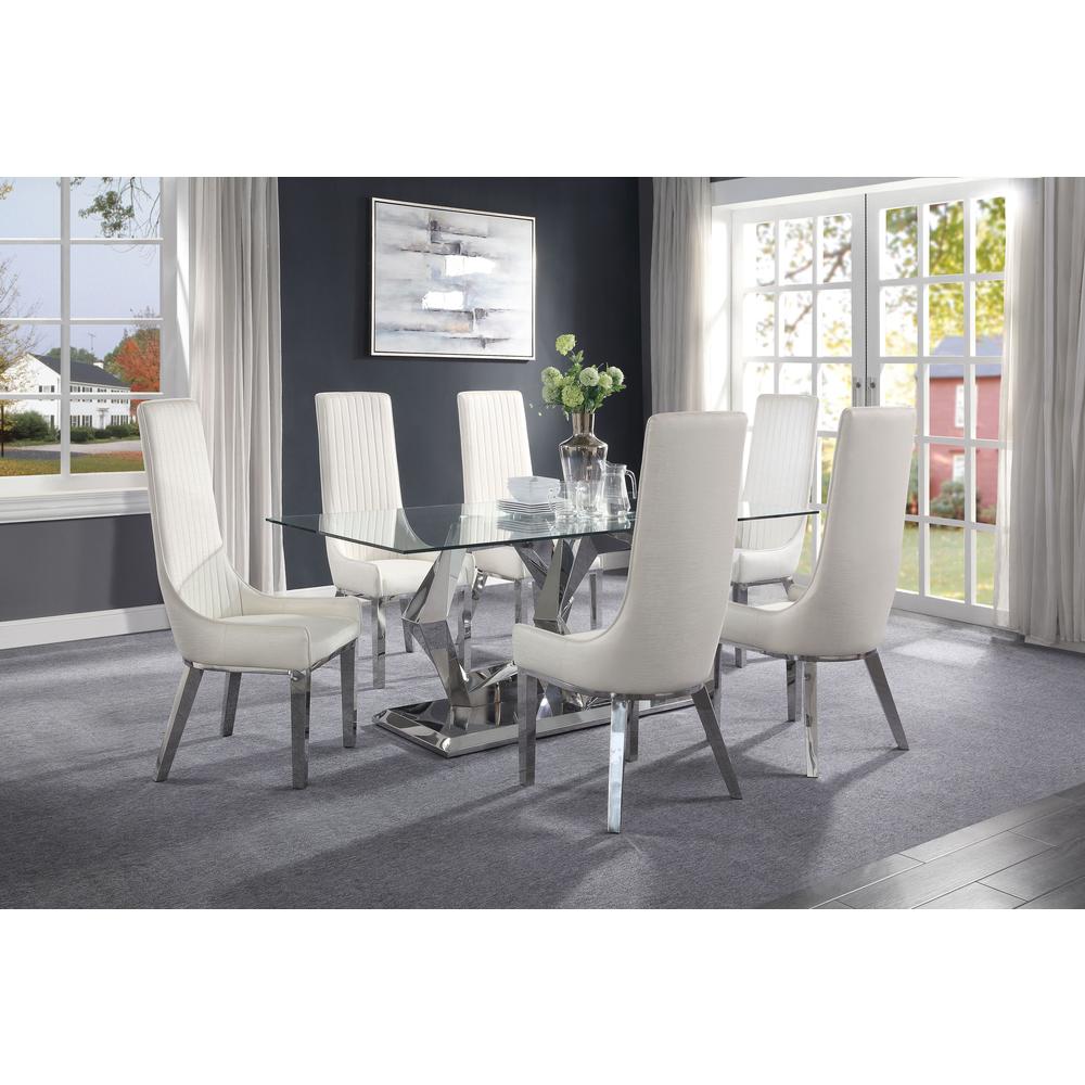 ACME Gianna Dining Table, Clear Glass & Stainless Steel