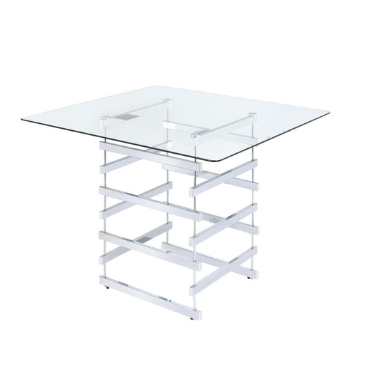 Nadie Counter Height Table, Chrome & Clear Glass (1Set/2Ctn)