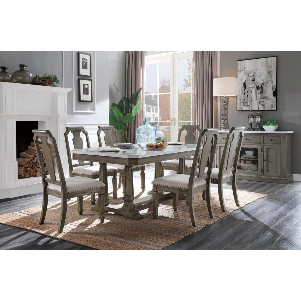 Zumala Dining Table, Marble & Weathered Oak Finish (73260)