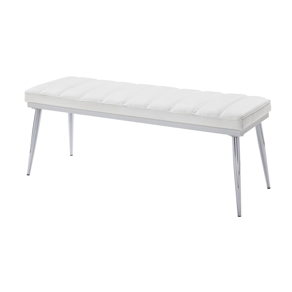 Weizor Bench, White PU & Chrome