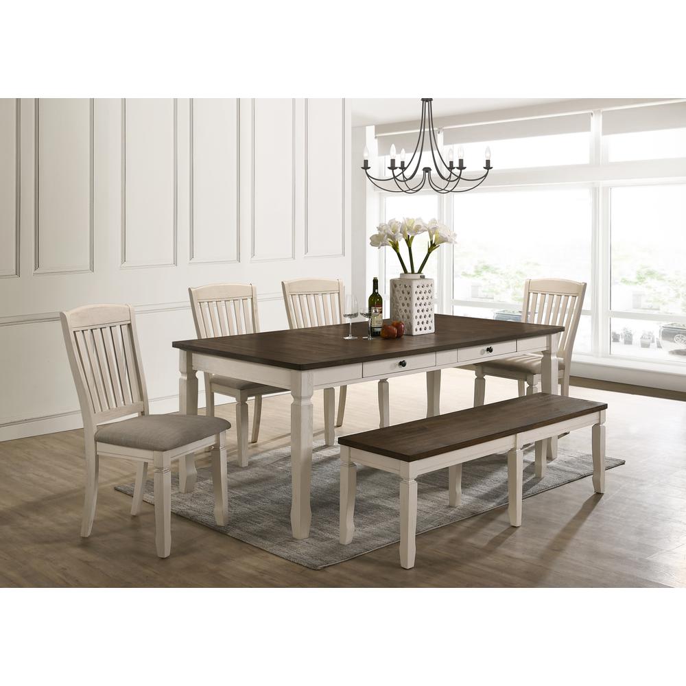 ACME Fedele Dining Table, Weathered Oak & Cream Finish