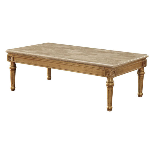 Daesha Coffee Table, Marble & Antique Gold (81715)