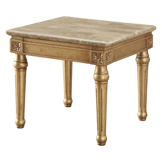 Daesha End Table, Marble & Antique Gold (81717)