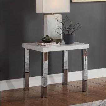 Harta White High Gloss & Chrome End Table