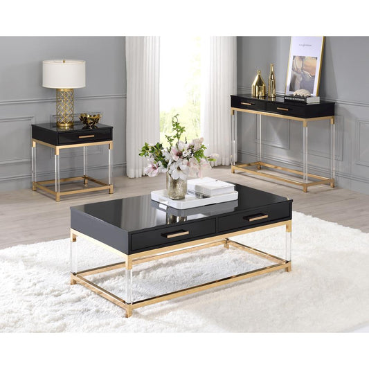 Coffee Table, Black & Gold Finish 82345