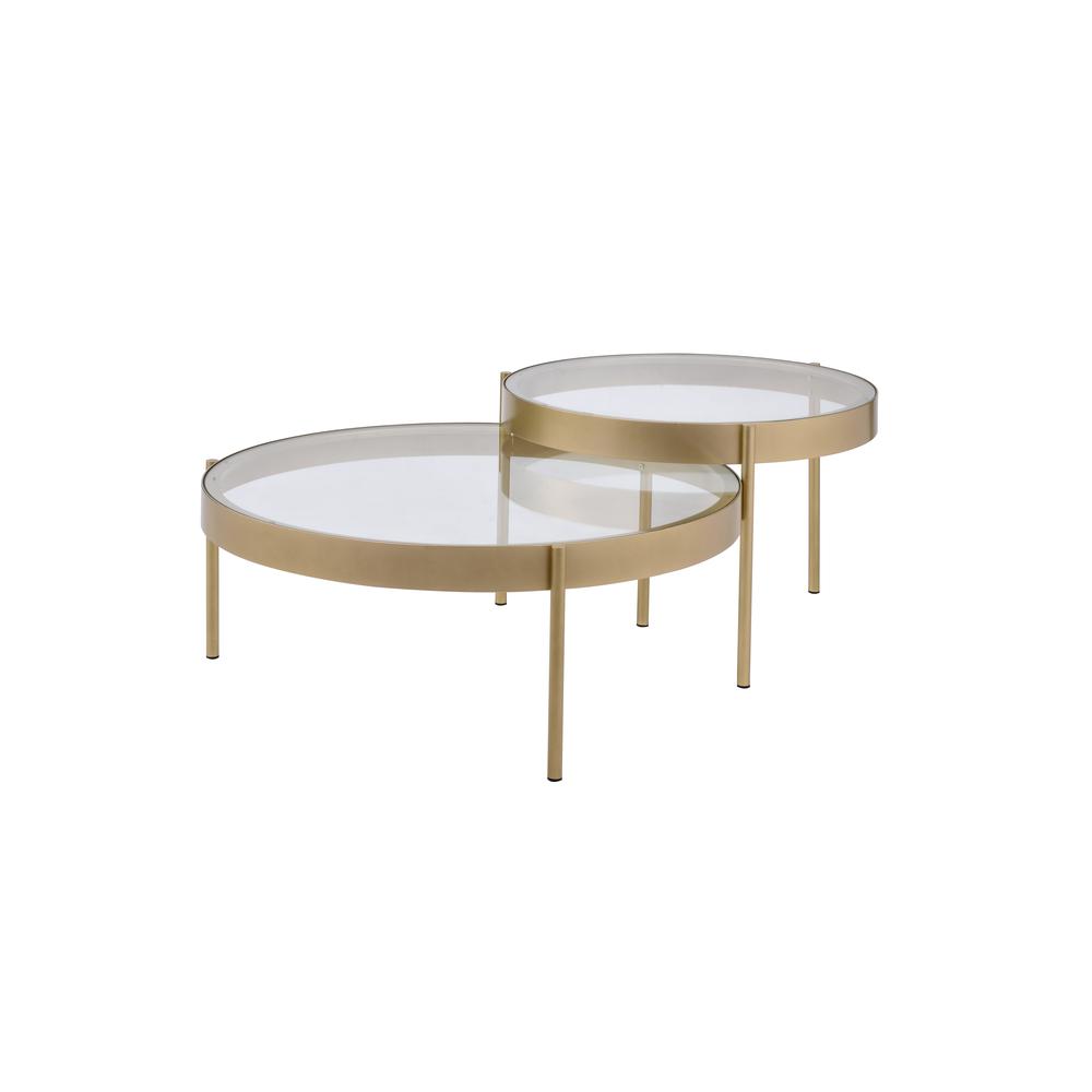 Andover 2Pc Pack Nesting Tables, Clear Glass & Gold (83095)