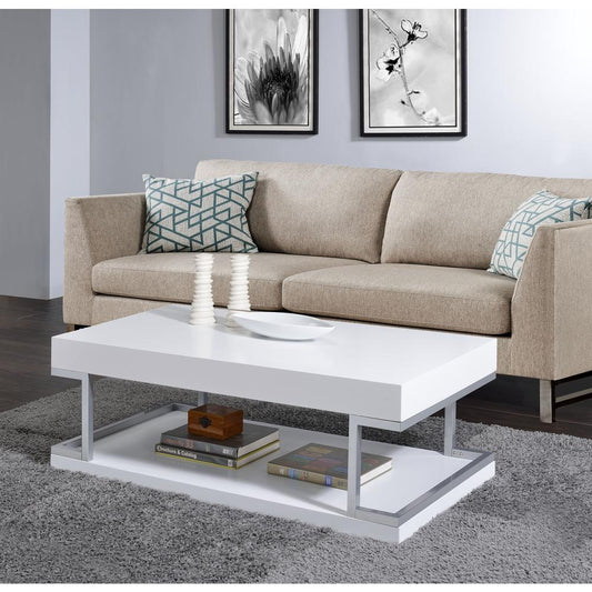 Coffee Table, White High Gloss & Chrome 83125