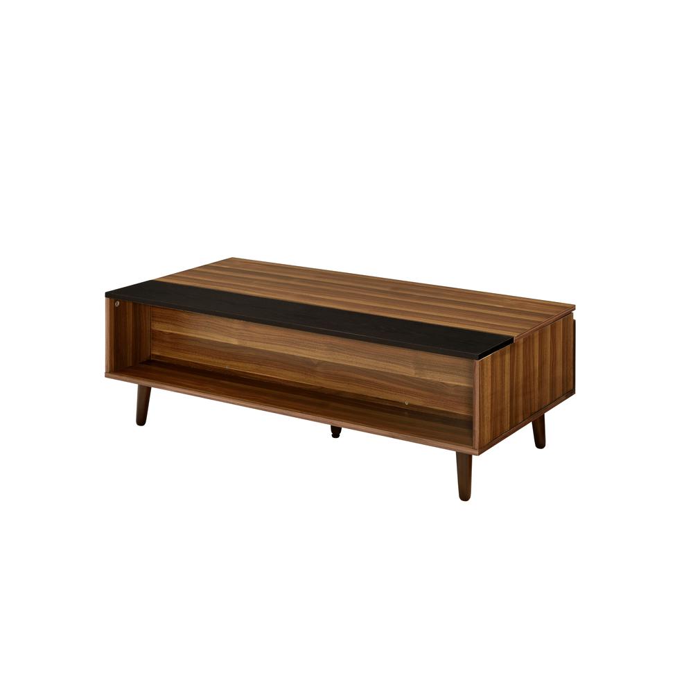 Coffee Table w/Lift Top, Walnut & Black 83140