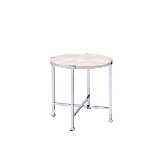 End Table, White Oak & Chrome 83212