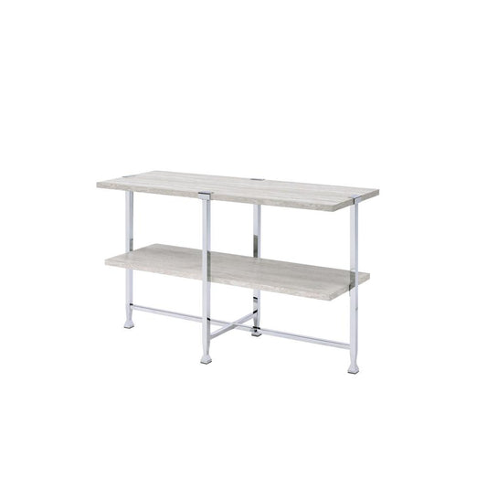 Sofa Table, White Oak & Chrome 83213