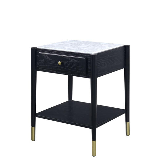 End Table, Marble & Black 83227