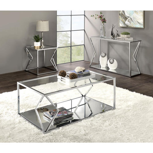 Coffee Table, Clear Glass & Chrome Finish 83480