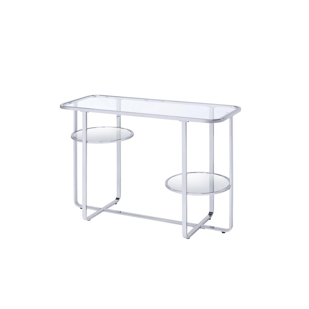 Hollo Sofa Table, Chrome & Glass