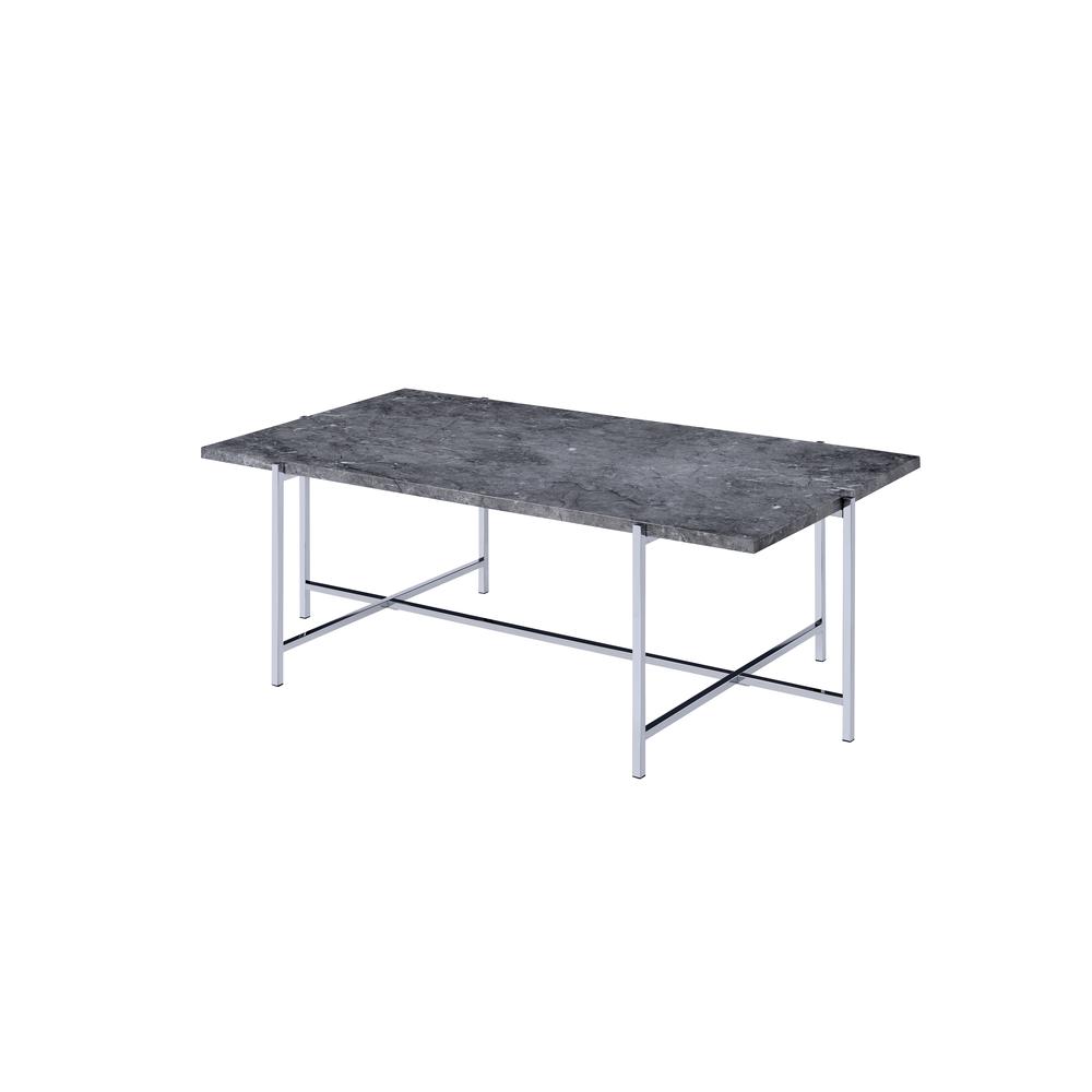 Adelae Coffee Table, Faux Marble & Chrome