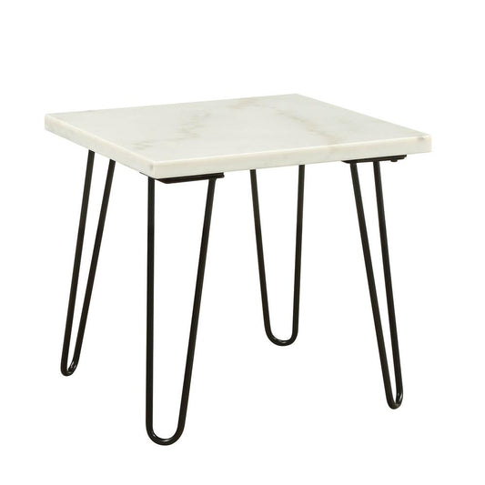 Telestis End Table, White Marble & Black